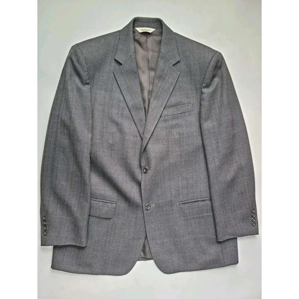 Pronto Uomo Mens Wool Sports Coat 40R Gray Herringbone 2 Button Blazer